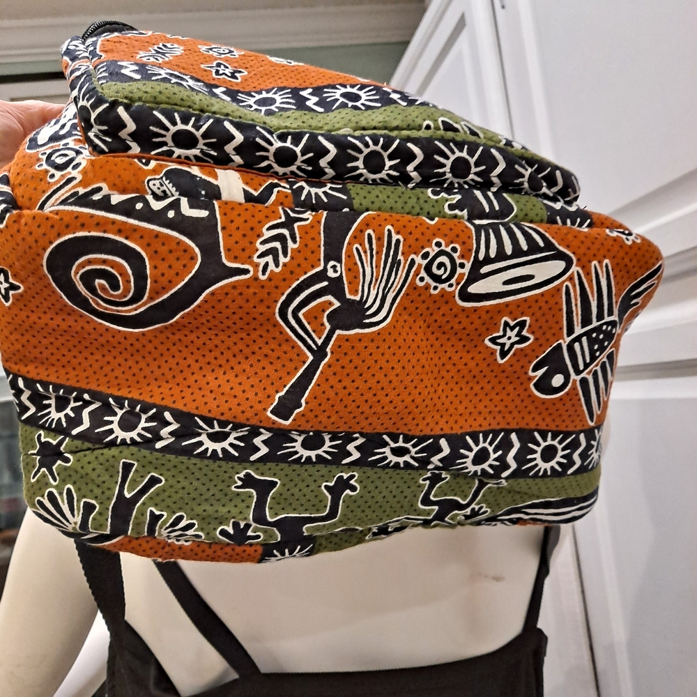 Trendy Orange And Green Patterned Backpack - image 7